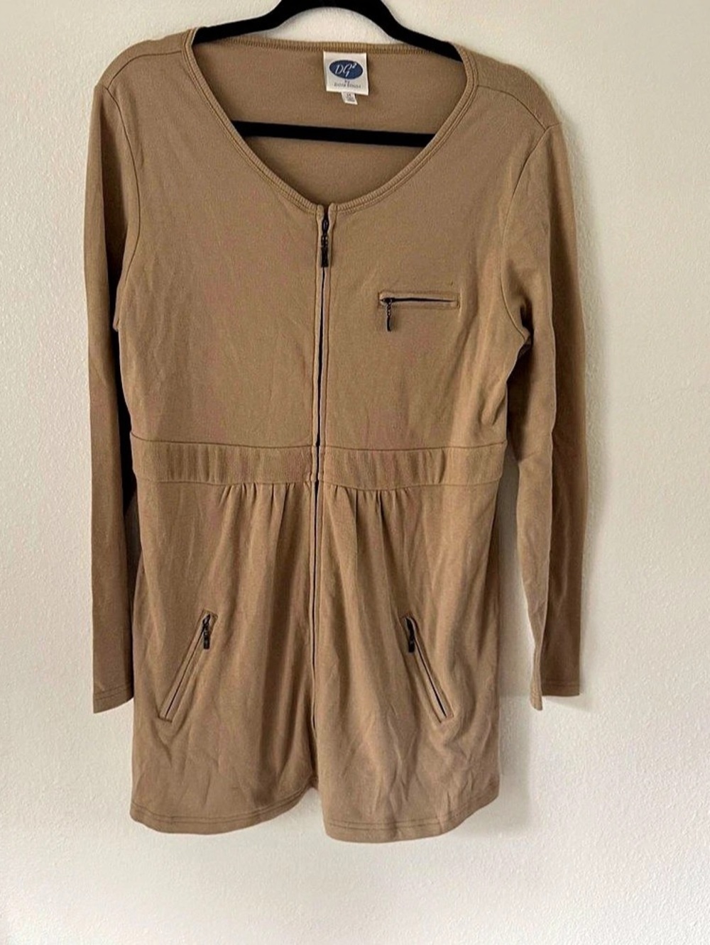 DG by Diane Gilman Cotton Utility Romper in Brown Size Medium